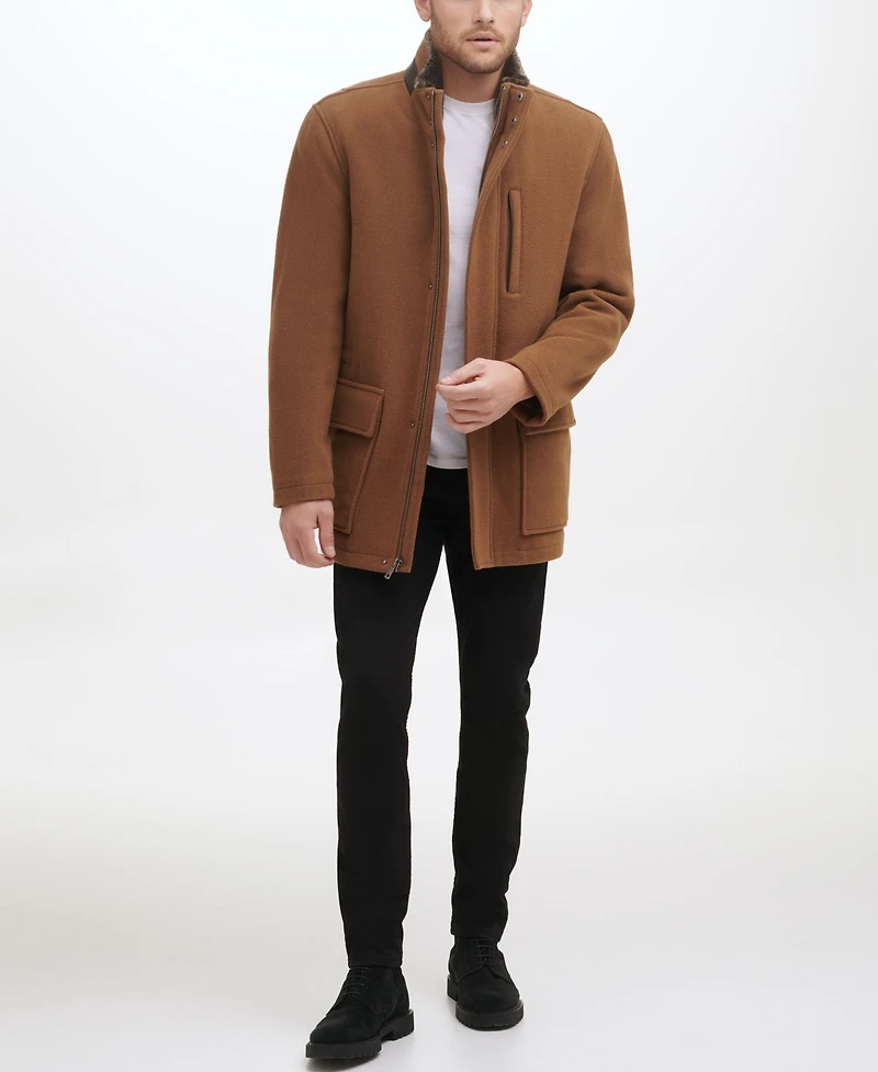 Cole Haan Men's Wool Plush Car Coat