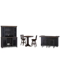 Peighton 8-Piece Bar Set (Back bar with hutch, bar with 2 saddle stools, and pub table with 2 swivel stools)