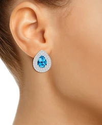 Rhodolite Garnet (2-1/5 ct. t.w.) & White Topaz (7/8 Pear Stud Earrings Sterling Silver (Also Citrine, Peridot, Amethyst, Blue