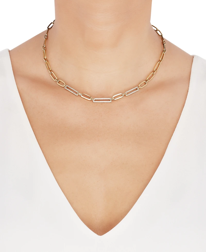 Diamond Pave Link 16" Statement Necklace (1/2 ct. t.w.) in 14k Gold