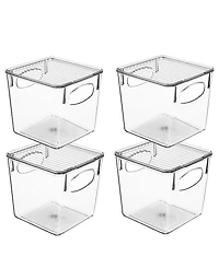 Sorbus Clear Plastic Container Bins W/ Lids (Small 4 Pack)