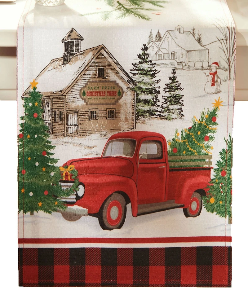 Vintage Christmas Tree Farm Holiday Table Runner