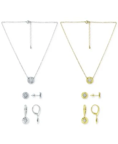 Giani Bernini Cubic Zirconia Starburst Disc Pendant Necklace Stud Drop Earrings Collection Created For Macys