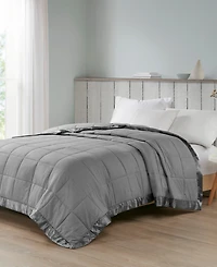 Madison Park Cambria Oversized Down Alternative Satin Trim Blanket, Full/Queen