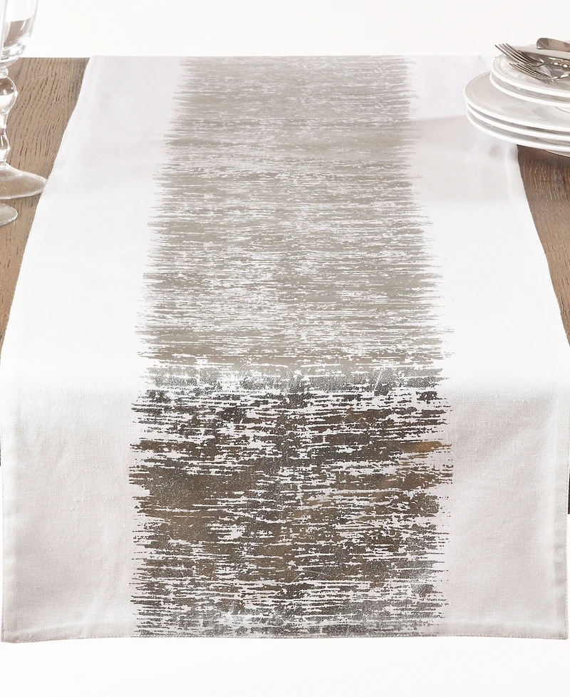 Saro Lifestyle Table Runner with Metallic Banded Design, 108" x 16"