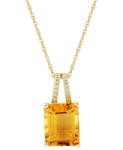Citrine (3 ct. t.w.) & Diamond Accent 18" Pendant Necklace 14k Gold (Also available Garnet and Amethyst)