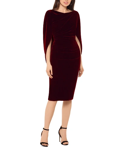 Betsy & Adam Velvet Cape Dress
