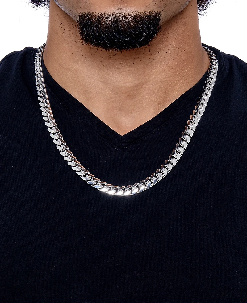 Men's Solid Cuban Link 22" Chain Necklace in Sterling Silver