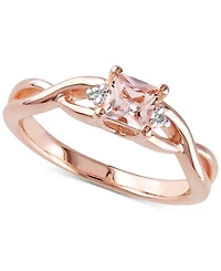 Morganite (1/3 ct. t.w.) & Diamond Accent Braided Shank Ring 18k Rose Gold-Plated Sterling Silver
