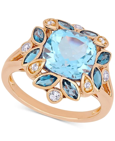 Blue Topaz (4-1/2 ct. t.w.) & White (1/5 Ring 18k Rose Gold-Plated Sterling Silver