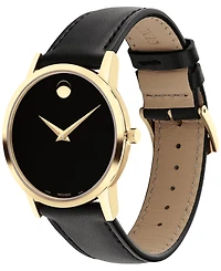 Movado Women's Swiss Museum Classic Black Leather Strap Watch 33mm