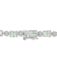 Green Quartz (7-3/8 ct. t.w.) & Diamond Accent Link Bracelet in Sterling Silver