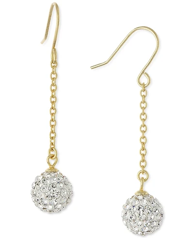 Crystal Pave Ball Chain Drop Earrings in 14k Gold-Plated Sterling Silver, Created for Macy's