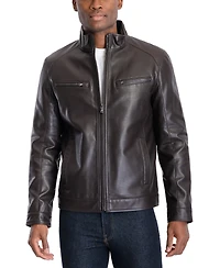 Michael Kors Men's Perforated Faux Leather Moto Jacket, Created for Macy's