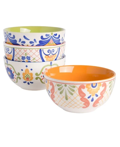 Laurie Gates Tierra Tile Hand-Painted 4 Piece Bowl Set