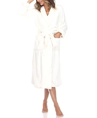 White Mark Women's Long Cozy Loungewear Belted Robe