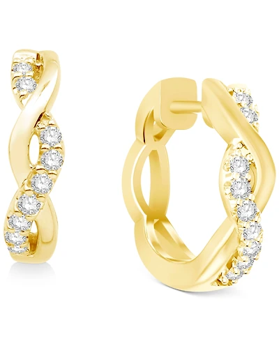 Diamond Braided Hoop Earrings (1/5 ct. t.w.) in 14k Yellow Gold