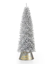 Glitzhome Silver-tone Tinsel Artificial Christmas Tree, 7.5'