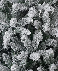 Glitzhome Pre-Lit Flocked Pencil Fir Artificial Christmas Tree with 600 Warm White Lights, 9'