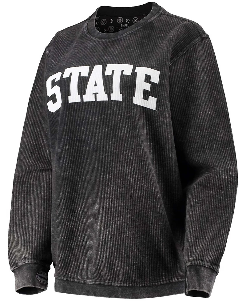 Women's Michigan State Spartans Comfy Cord Vintage-Like Wash Basic Arch Pullover Sweatshirt