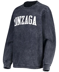 Women's Navy Gonzaga Bulldogs Comfy Cord Vintage-Like Wash Basic Arch Pullover Sweatshirt
