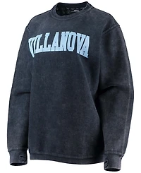 Women's Navy Villanova Wildcats Comfy Cord Vintage-Like Wash Basic Arch Pullover Sweatshirt