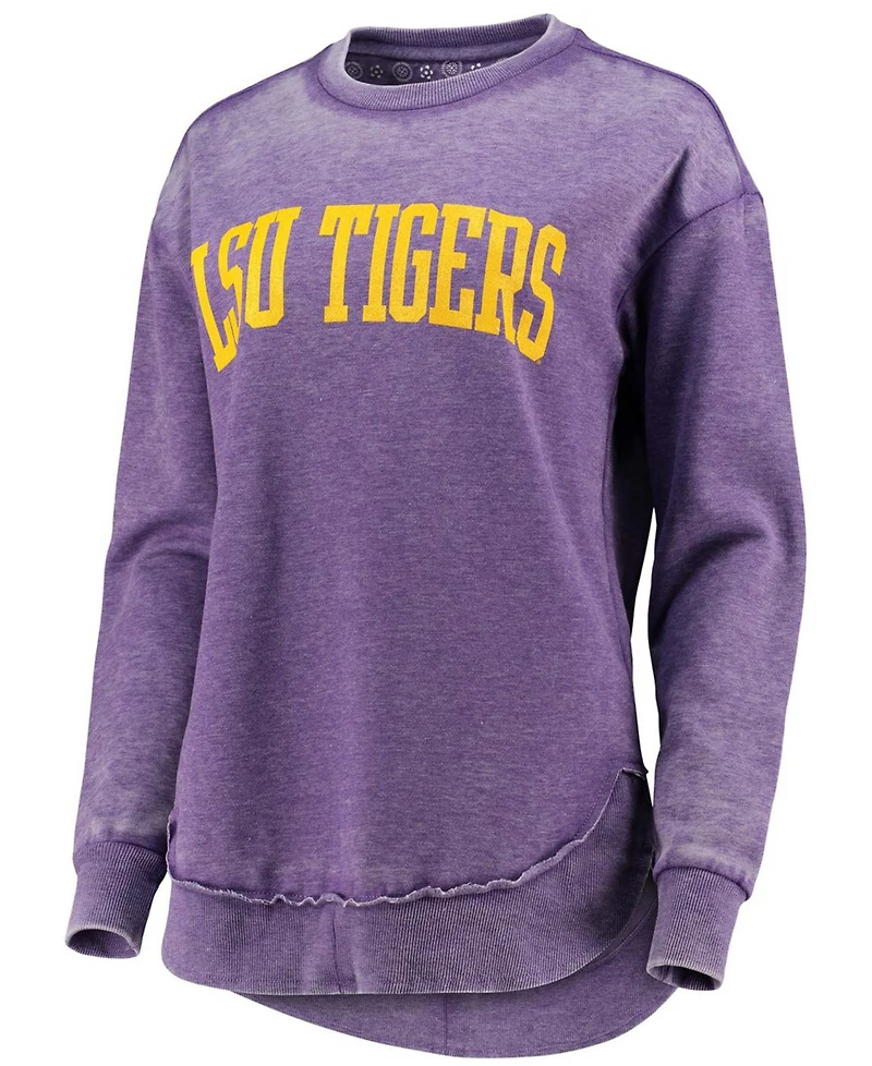 Women's Purple Lsu Tigers Vintage-Like Wash Pullover Sweatshirt