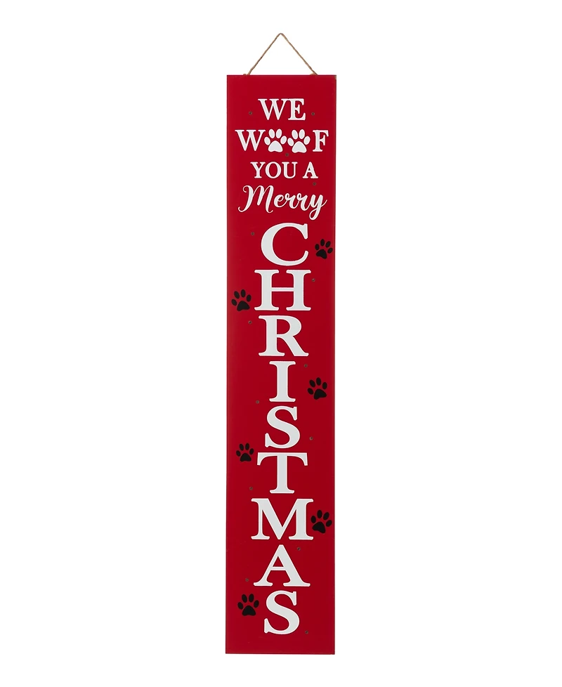 Glitzhome Lighted Wooden Pet "Christmas" Porch Sign, 42"