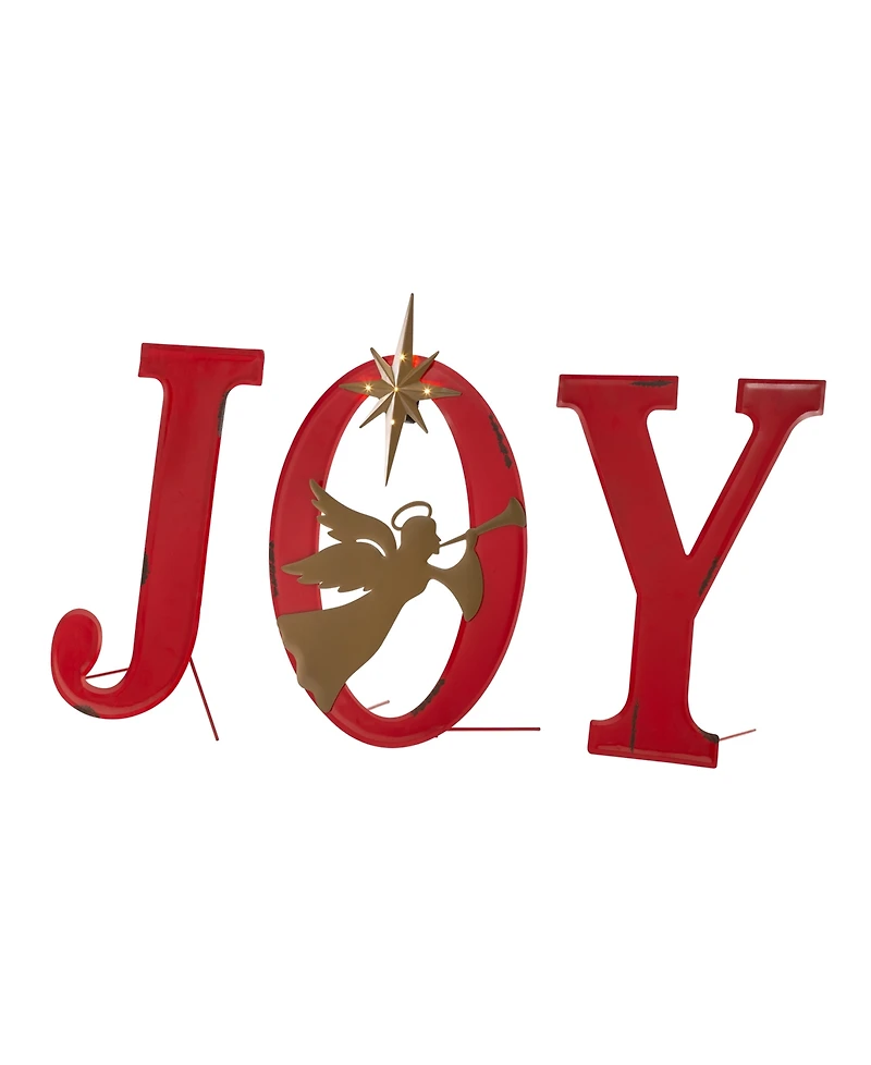 Glitzhome Metal Joy Angel Yard Stake or Standing Decor or Wall Decor with Led, 36"
