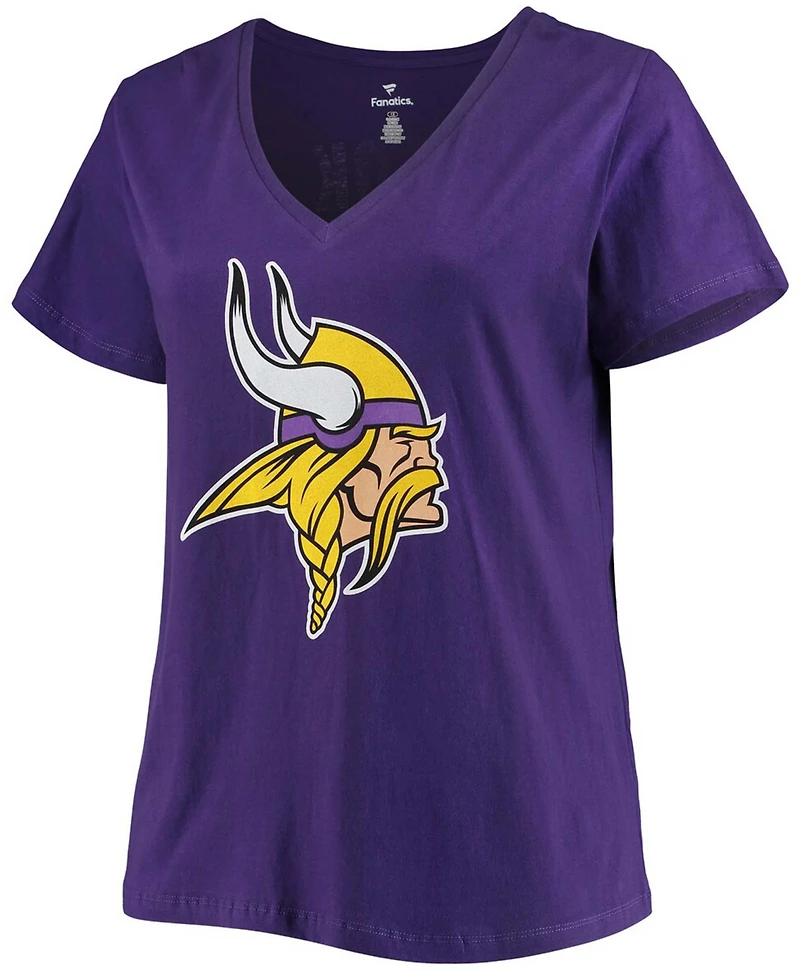 Women's Plus Justin Jefferson Purple Minnesota Vikings Name Number V-Neck T-shirt