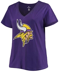 Women's Plus Justin Jefferson Purple Minnesota Vikings Name Number V-Neck T-shirt