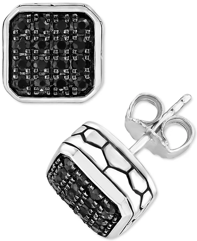 Effy Men's Black Sapphire Stud Earrings (5/8 ct. t.w.) in Sterling Silver
