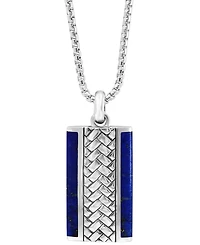 Effy Men's Lapis Lazuli Woven-Look 22" Pendant Necklace in Sterling Silver