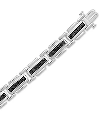 Men's Black Diamond Link Bracelet (2 ct t.w.) in Sterling Silver