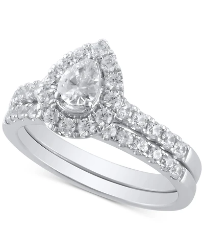 Diamond Pear-Cut Halo Bridal Set (1 ct. t.w.) in 14k White Gold