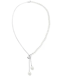 Cultured Freshwater Pearl (4-4-1/2mm & 7-7-1/2mm) 18" Lariat Necklace in Sterling Silver
