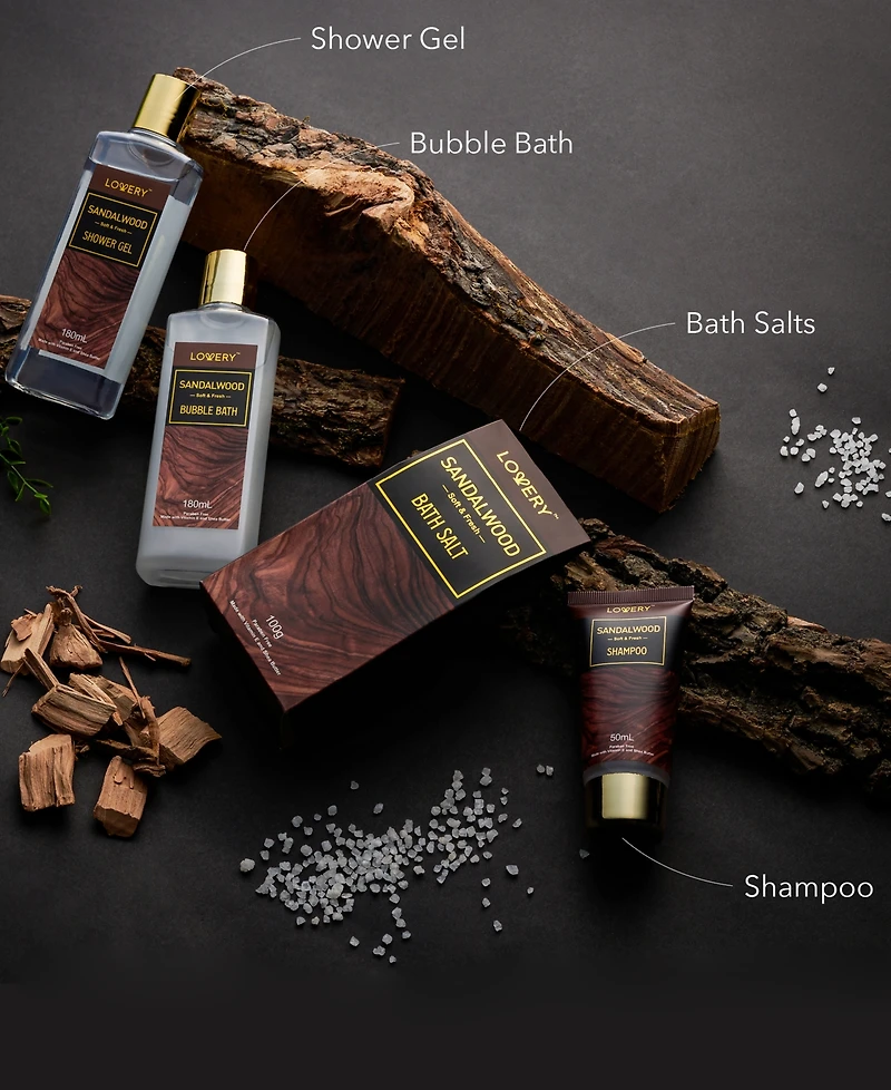 Lovery Body Care Gift Set, Sandalwood Bath Gift Set, Grooming Self Care Kit, 14 Piece