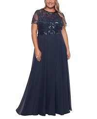 Xscape Plus Embellished Chiffon Ball Gown
