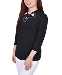 Women's 3/4 Sleeve Knit Crepe Top