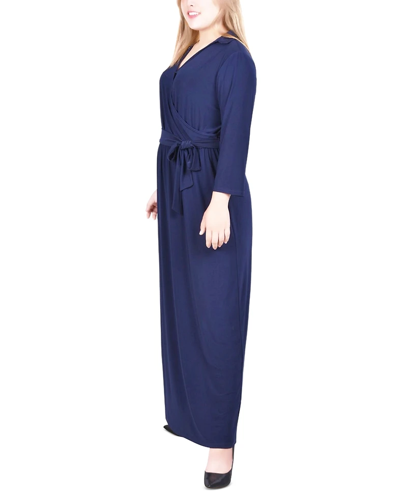 Ny Collection Plus Faux-Wrap Maxi Dress