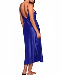 iCollection Women's Victoria Long Satin Lingerie Gown with Low Back