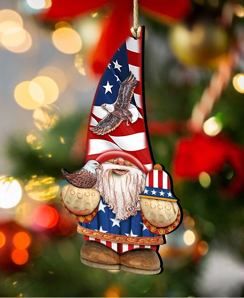 Designocracy 2 Piece Patriotic Dwarf Wood Ornaments Set