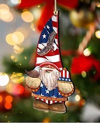 Designocracy 2 Piece Patriotic Dwarf Wood Ornaments Set