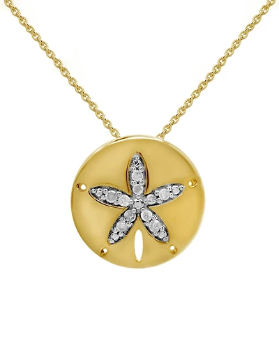 Diamond Sand Dollar 18" Pendant Necklace (1/10 ct. t.w.) in 14k Gold-Plated Sterling Silver