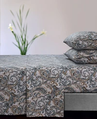 Tribeca Living Camilla Paisley Flannel Extra Deep Pocket 4 Piece Sheet Set