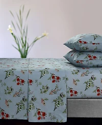 Tribeca Living Leilani Floral Flannel Extra Deep Pocket Piece Sheet Set