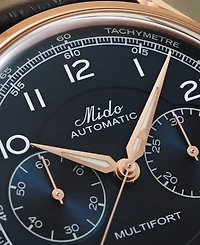 Mido Men's Swiss Automatic Chronograph Multifort Leather Strap Watch 42mm