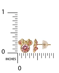 Disney Pink Cubic Zirconia Minnie Mouse Stud Earrings in 14k Gold