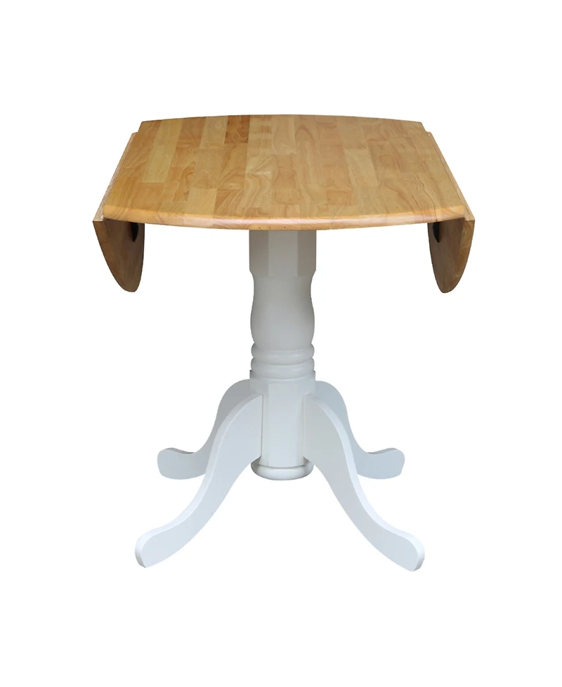 42" Dual Drop Leaf Table with 4 Ladder Back Dining Chairs - 5 Piece Dining Set