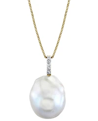 Cultured Freshwater Baroque Pearl (13mm) & Diamond Accent 18" Pendant Necklace in 14k Gold